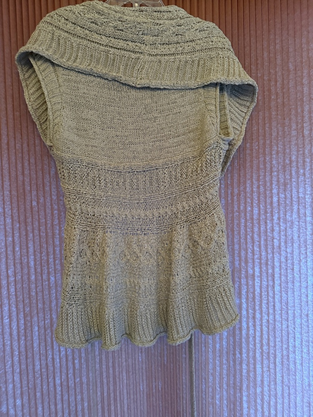 BCBG Maxazria Beige Knit Shawl Collar Belted Sweater - Picture 5 of 5